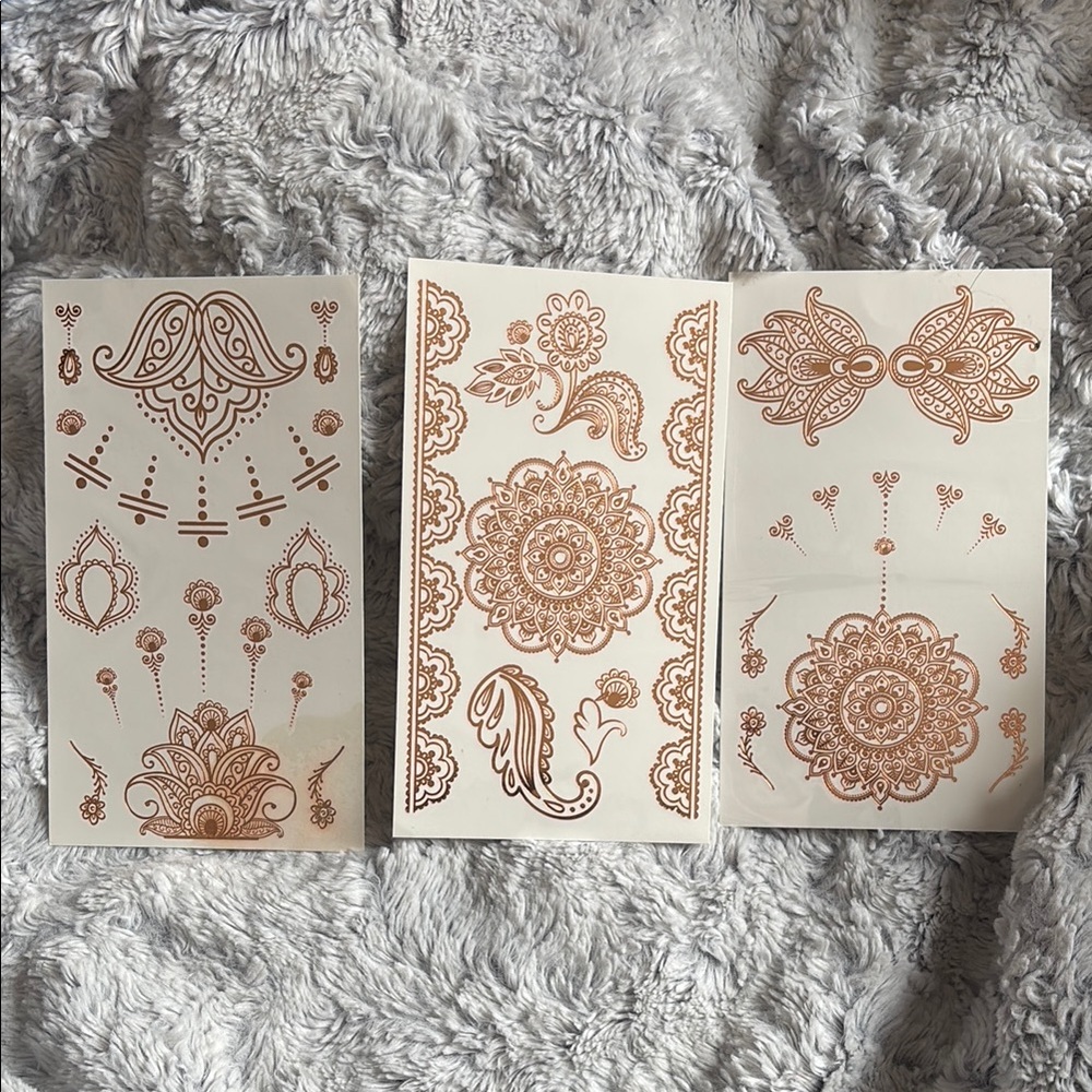 Henna Style Temporary Tattoo Sheets